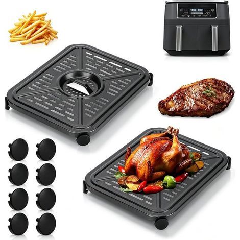 Tapis de cuisson pour friteuse à air chaud - Lot de 2 - Compatible avec les modèles Ninja Foodi AF400UK et DZ401 (9,5 L) - 20,3 x 16 cm (1/5)
