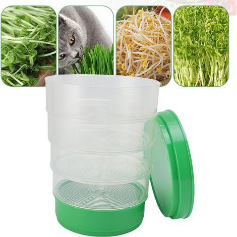 Germoir Rotatif 6-Pièces Kit de Culture d'Alfalfa et Wheatgrass en Plastique Food Grade - Design Stackable Économiseur d'Espace pour Cuisine
