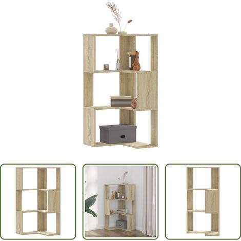 vidaXL Holzregal - Eck-Bücherregal 3 Böden Sonoma-Eiche 50x50x102 cm Holzwerkstoff (1/5)