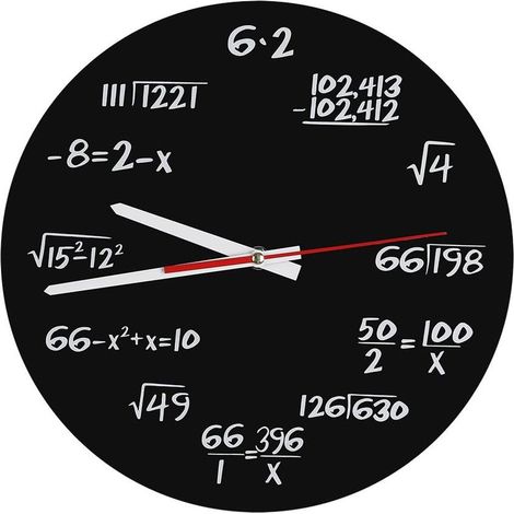 Horloge murale en acrylique, horloge mathématique créative, design unique, horloge amusante avec formules mathématiques, idéale pour la salle de classe, la maison ou le bureau, décoration moderne (1/5)