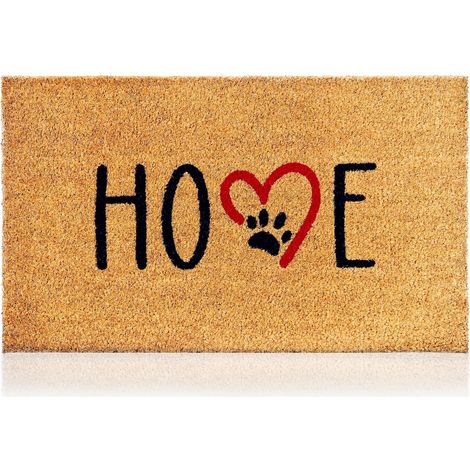 Paillasson empreintes chien fibre coco 70x40 cm, antidérapant PVC, entrée maison, couloir, design minimaliste (1/5)