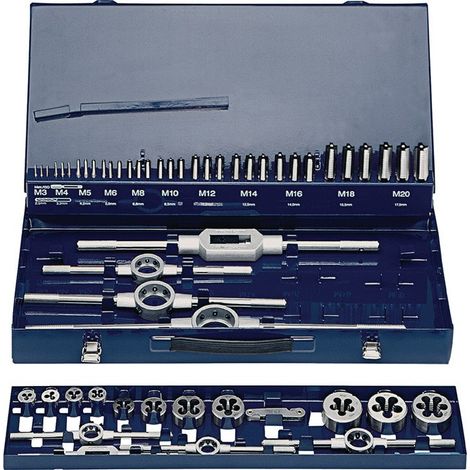 Set di utensili per filettare M3-M20 54 pezzi Cassetta metallica HSS PROMAT