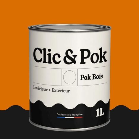 Peinture Bois Extérieur – POK BOIS - 1L - RAL 2000 - Orangé jaune- Résistante aux intempéries - Ne s'écaille pas