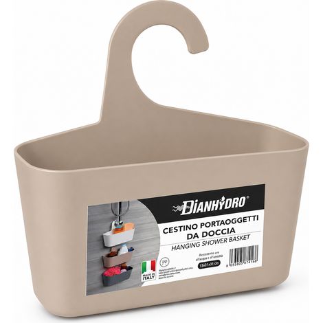 Cestino Portaoggetti Doccia DH Gancio Duroplast Tortora 26x9x26,5 cm (1/3)