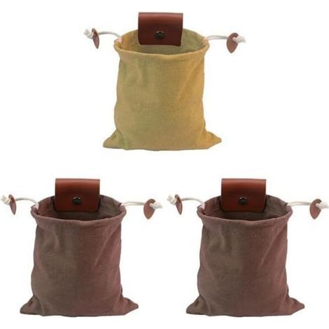 3-teiliges Set tragbarer PU-Beutel zur Nahrungssuche, Mini-Beutel mit Kordelzug, ideales Geschenk für Camping- und Jagdbegeisterte – passend für Hüfte, Gürtel und Hose. (1/5)