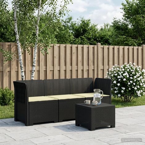 vidaXL Divano da giardino 3 posti con cuscini in look rattan PP (1/5)