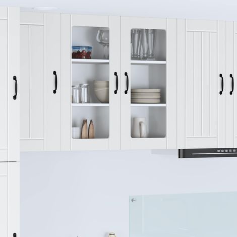 vidaXL Cabinet en verre mural LUCCA Blanc 80 x 31 x 80 cm (1/5)