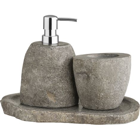 ensemble de salle de bain Gara, pot de rangement, distributeur de savon, plateau - réf. 4501278-s (1/5)