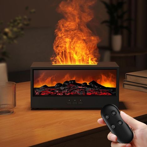 Diffuseur d'arôme avec cheminée LED, télécommande, huiles essentielles, 7 couleurs, minuterie, flammes 3D, aromathérapie, pour bureau (1/5)