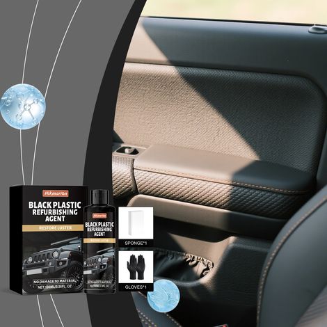 Autopflegemittel für schwarze Kunststoffteile, Innenraumpolitur, Reinigung, Fleckenentfernung und tägliche Pflege – 100 ml + 1 Paar Handschuhe + 1 Schwamm -- BIEMMEDUE (1/5)