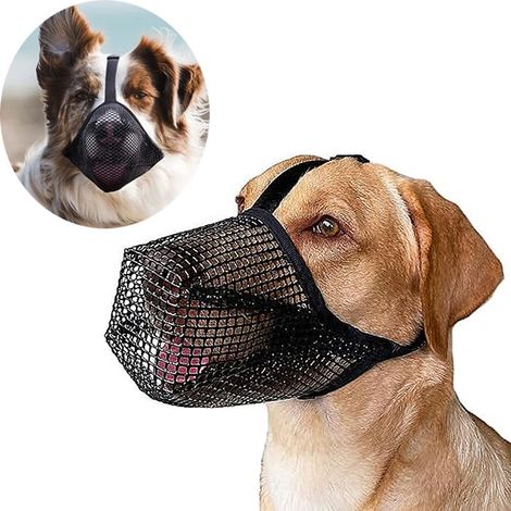 Muselière pour chien - Muselière - Muselière pour chien - Muselière en maille réglable - Muselière en nylon - Anti-aboiements - Tour de museau 24-27 cm - Taille M - Muselière anti-morsure - Muselière (1/4)
