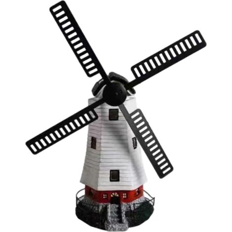 Leuchtturm-Solarleuchte für den Außenbereich, 33 cm (13 Zoll), 360° drehbar, wasserdicht, aus Kunstharz, Garten-Windmühle für Hof, Park, Terrasse