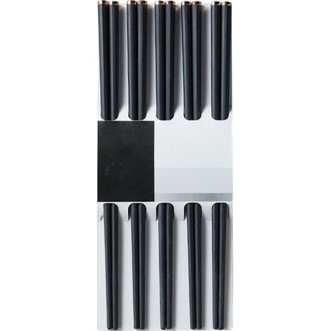 5 Pairs Alloy Cooking Chopsticks Prevent Slip High Temperature Resistant Food Grade Chopsticks Set for Home Black Gold (1/5)
