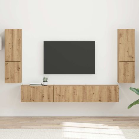 vidaXL Set mobile TV 4 pcs Rovere artigianale Legno multistrato (1/5)