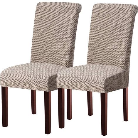 Stuhlhussen 2er Set Khaki, Stretch Jacquard, abnehmbar, waschbar (1/5)