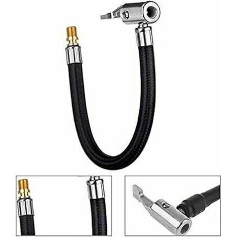 Tuyau de gonflage de pneu - - 20 cm - Caoutchouc et métal - Adaptateur universel - Connecteurs encliquetables (1/4)
