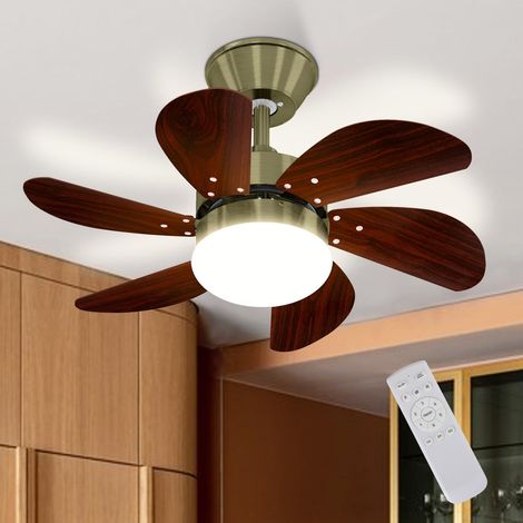 ZMH Ventilateur de plafond avec télécommande Silencieux - Plafonnier 6 pales Ø75cm Plafonnier temporisé Ventilateur de plafond Eté/Hiver Chambre à coucher Salle à manger/Bronze