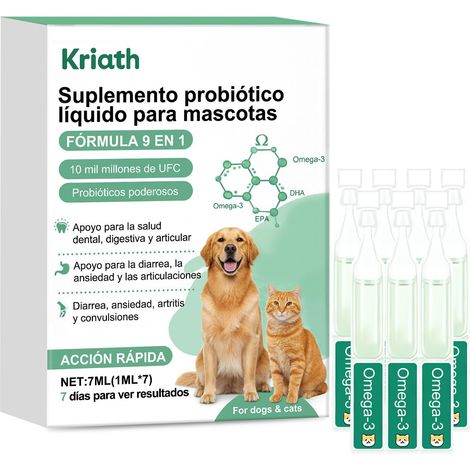 Complément probiotique pour animaux de compagnie, aux ingrédients doux, pour le soin et le confort quotidiens de votre animal -- 7 ml x 1 ml (7) (1/5)