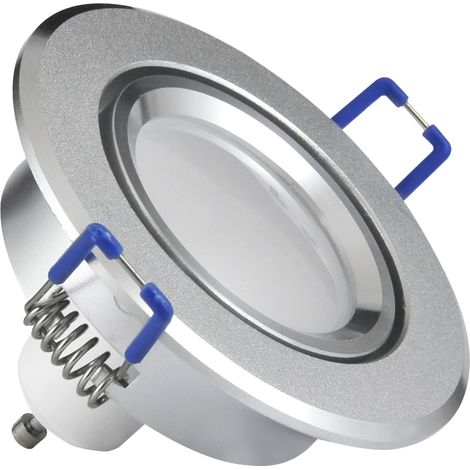 Spot LED encastré rond alu argent sablé GU10 Polux (1/5)
