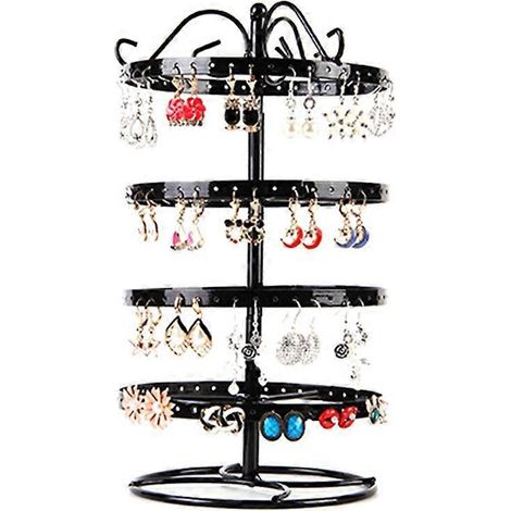 Vierstöckiger, drehbarer Schmuckständer aus Schmiedeeisen, Schmuckständer, Ohrring- und Armband-Präsentationsständer, schwarz (1/5)