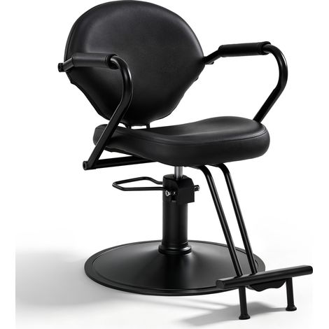 BarberPub Friseurstuhl, Friseursessel, Friseureinrichtung mit Hydraulikpumpe 360° Drehbar, Bedienungsstuhl Höhenverstellbar, Barber Stuhl Friseurstühle Kunstleder, 2079 (Schwarz) (1/5)