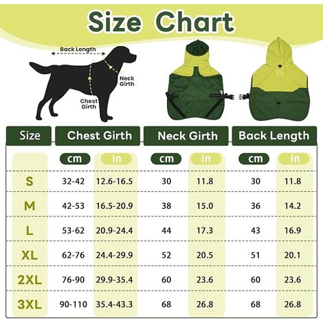 Manteaux Imperméables pour Chiens Manteau Pluie Chien avec Capuchon et Réfléchissantes Poncho de Pluie pour Chiens Vert L (1/4)