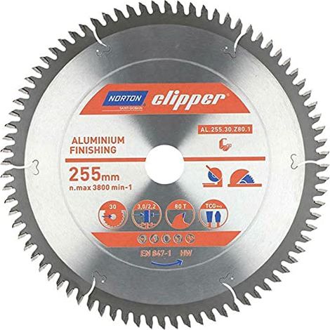 Norton piła tarczowa 255mm x 30mm x 80z alluminio (3,0/2,2)