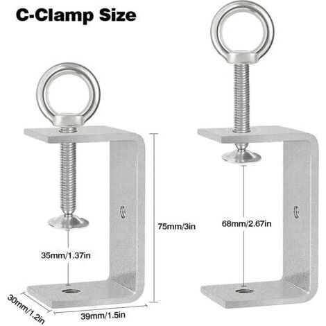 NALOOKAMIC  4 pièces Serre-Joints en C 75mm Acier Inoxydable Pince C Réglable pour Soudage Charpentier Montage Domestique, Plage de Serrage 35-68 mm