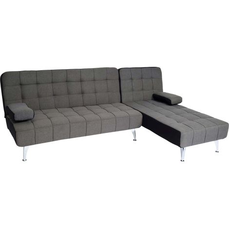 Schlafsofa HHG-729, Couch Ecksofa Sofa, Liegefläche links/rechts Schlaffunktion 236cm Stoff/Textil dunkelgrau, schwarz