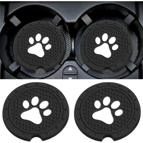 2-Piece Cat Paw Shaped Car Cup Holder, Universal Non-Slip Coffee Cup Holder, Interior Car Accessory for Women (Black) (1/5)