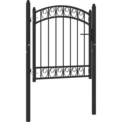 vidaXL Portail de clôture EMMEN avec arc en plein cintre, acier, 100 x 86 cm, noir (1/5)