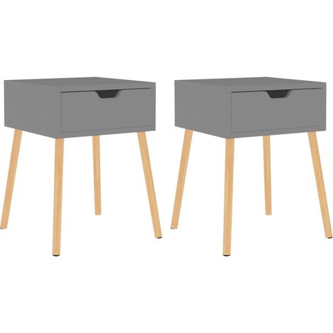 Juego de 2 mesitas de noche con cajón 40 x 40 x 56 cm madera contrachapada gris DEC035332