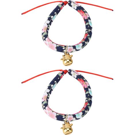 Set mit 2 verstellbaren bedruckten Halsbändern für Hunde und Katzen, mit Glöckchen, für Welpen und Kätzchen. Haustierzubehör. (1/5)