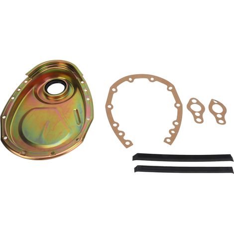Kit de joints et boulons de couvercle de chaîne de distribution en métal pour moteurs SBC 283, 327, 305, 350, 383 et 400. Finition zinguée. (1/5)