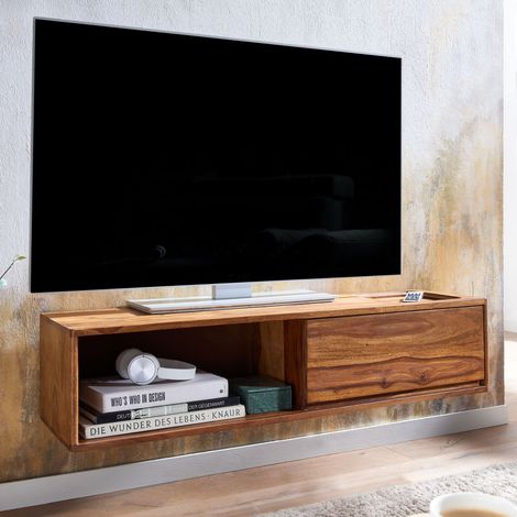 Meuble TV suspendu 1 tiroir 108x34x25 cm en bois de sheesham (1/5)