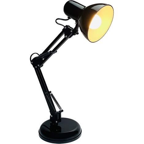 Lampe de table rétro avec bras articulé en métal 5,5 W LED E14 avec lampe de bureau, lampe de chevet, lampe de lecture, noir (1/5)