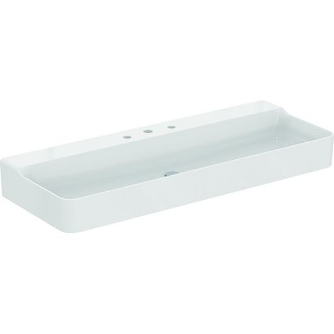 Lavabo CONCA 1200x450x165mm bianco 3 fori rubinetteria, senza troppopieno IDEAL STANDARD