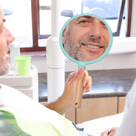 Miroir De Poche - Miroir À Main Ronde Avec Poignée En Bois - Pour Maquillage Et Soins Quotidiens - 1 Pièce (1/5)