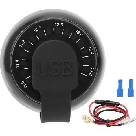 Chargeur universel pour voiture, double sortie USB, charge rapide, écran couleur avec voltmètre, pour véhicules, bateaux, camping-cars et moteurs. (1/4)