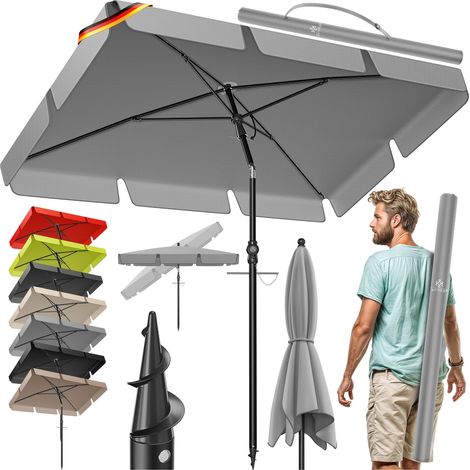 Kesser – Parasol rectangulaire 200 × 125cm – Housse 2en1 et sac de transport – Protection UV – Réglable en hauteur 160-240cm – Tissu hydrofuge (1/5)