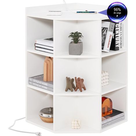 COSTWAY Armario Esquinero con Estación de Carga, Mueble Esquinero de 3 Niveles, 9 Cubículos, Mueble Esquina Dormitorio Salon Cocina, 51 x 71,5 x 86 cm (Blanco)