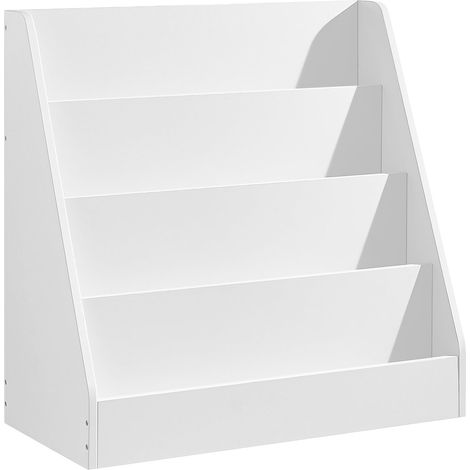 Étagère à Livres pour Enfants, Bibliothèque à 4 Niveaux, Présentoir Albums Illustrés, pour Chambre d’Enfant, Espace Lecture, 30 x 60 x 60 cm, Blanc Nuage (1/5)