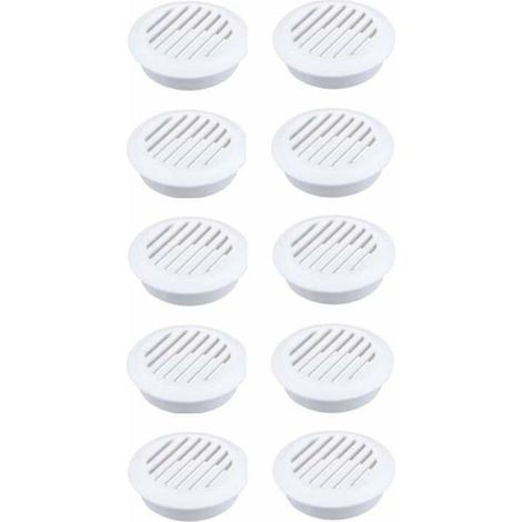 – Lot de 10 grilles d'aération rondes en plastique 49mm – Hauteur 8mm – Ventilation plafond et mur – Couleur blanche