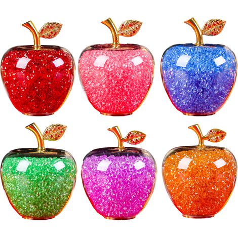 Pommes en cristal décoratives, lot de 6 couleurs assorties, 6 cm, idée cadeau romantique pour Noël et anniversaires, emballage soigné (1/5)