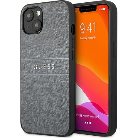 Custodia con cinturino Guess Saffiano per iPhone 13 mini, colore grigio. (1/5)