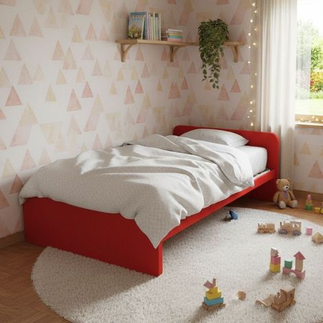 Letto una piazza e mezza con rete, ideale per camerette - Rosso
