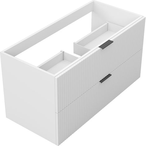 Aica Meuble de salle de bain suspendu 100 cm Blanc + 2 tiroirs, avec Poignées - sans compter vasque