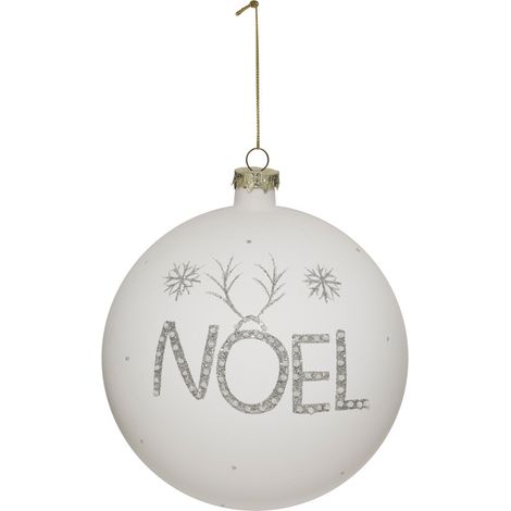 Déco Sapin de Noël Maxi Boule en Verre D 15 cm Blanc déco NOËL pailleté - Feeric Christmas (1/2)