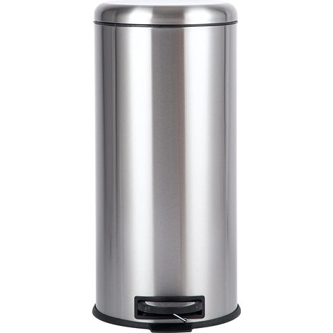Poubelle ronde à pédale, acier inoxydable, 30 L, argent, Satin