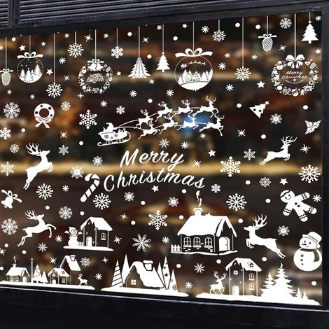 Déco Fenêtre Noël 414 stickers – Décorations de vitre hivernales avec flocons, autocollants de Noël, ornements de fenêtre, kit festif pour ambiance chaleureuse. (1/4)